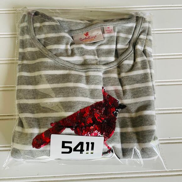 Quacker Factory Gray Knit Sequin Cardinal V Neck Pullover top size 1X - Picture 10 of 11